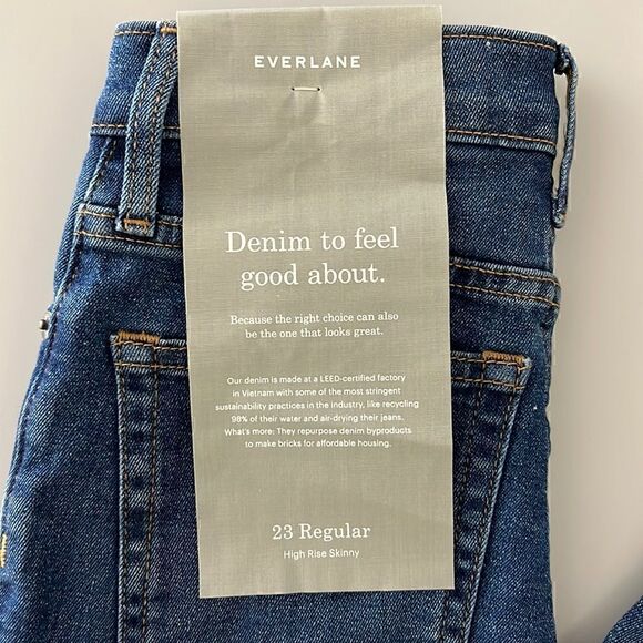 NWT Everlane The Authentic Stretch High-Rise Skinny Dark Wash Blue Size 23 - Picture 3 of 10
